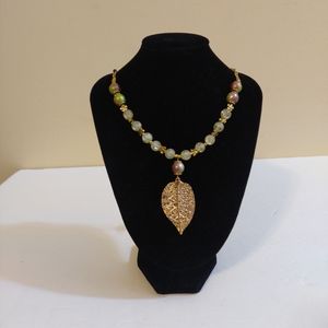 NEW Artisan Women's Yellow Glass  &  Green/Red Ceramic Bead 18" Necklace…
